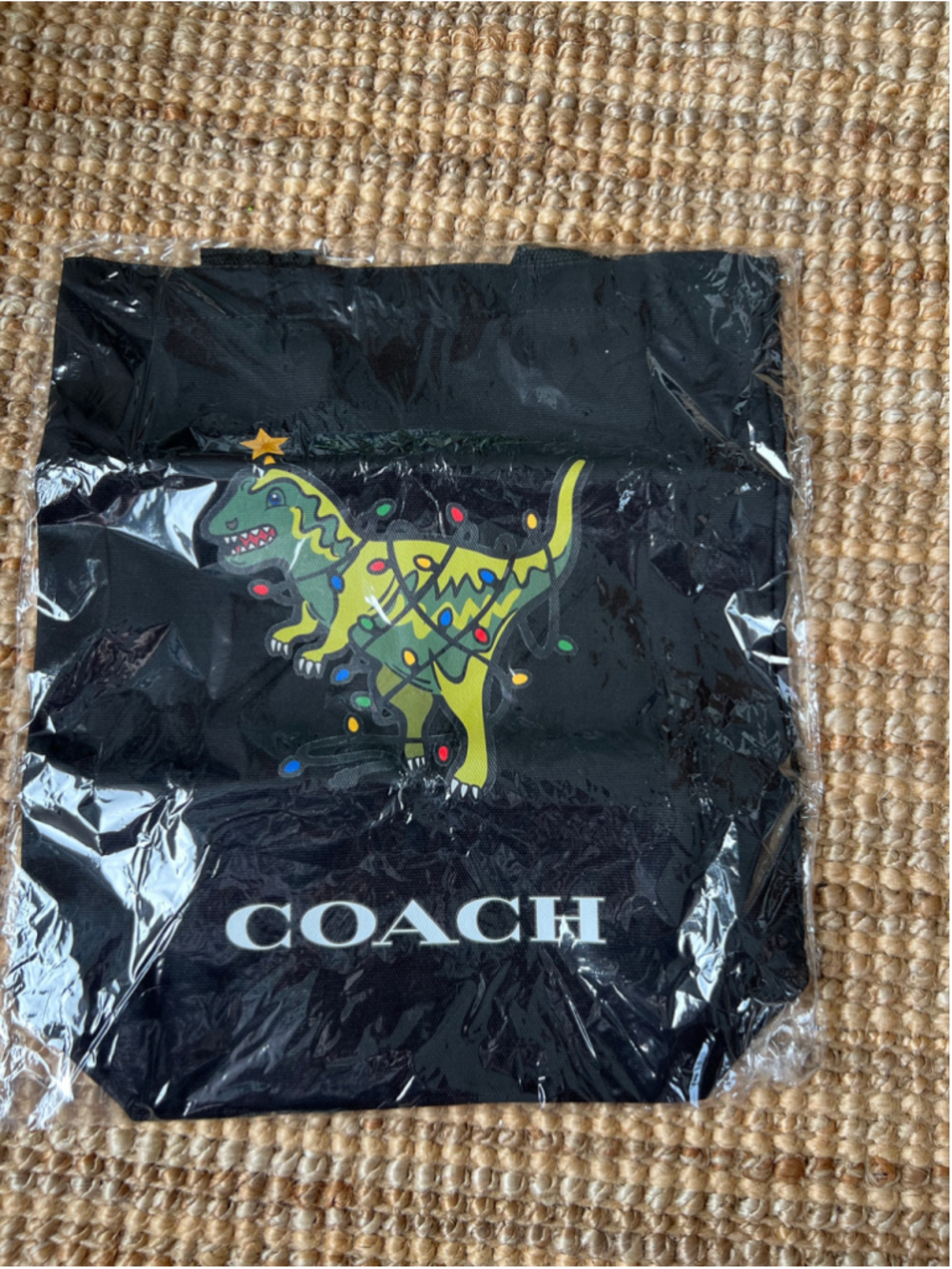 NEW Coach Rexy Dinosaur Holiday Canvas Tote Bag Black Asia Limited Gift